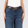 Damen Ledergürtel „Cosmo“ – Vollleder, 3 cm, goldene Schließe 3204