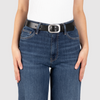 Damen Ledergürtel „Cosmo“ – Vollleder, 3 cm, altsilberne Schließe 3170