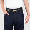 Herren Ledergürtel „Cosmo“ – Vollleder, 4 cm, goldene H-Schließe 4876