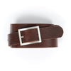 Breiter One-Size Gürtel aus Leder in Brown mit schlichter silber Schließe